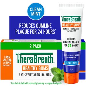 TheraBreath Healthy Gums Toothpaste. Helps Fight Gingivitis. Clean Mint. 4 oz. 2-Pack